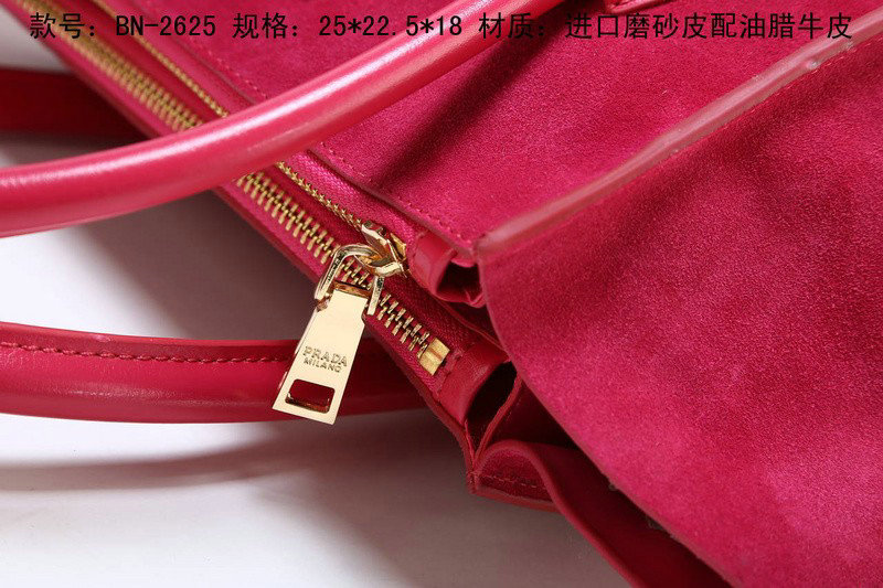 2014 Prada Suede Leather Tote Bag BN2625 rosered